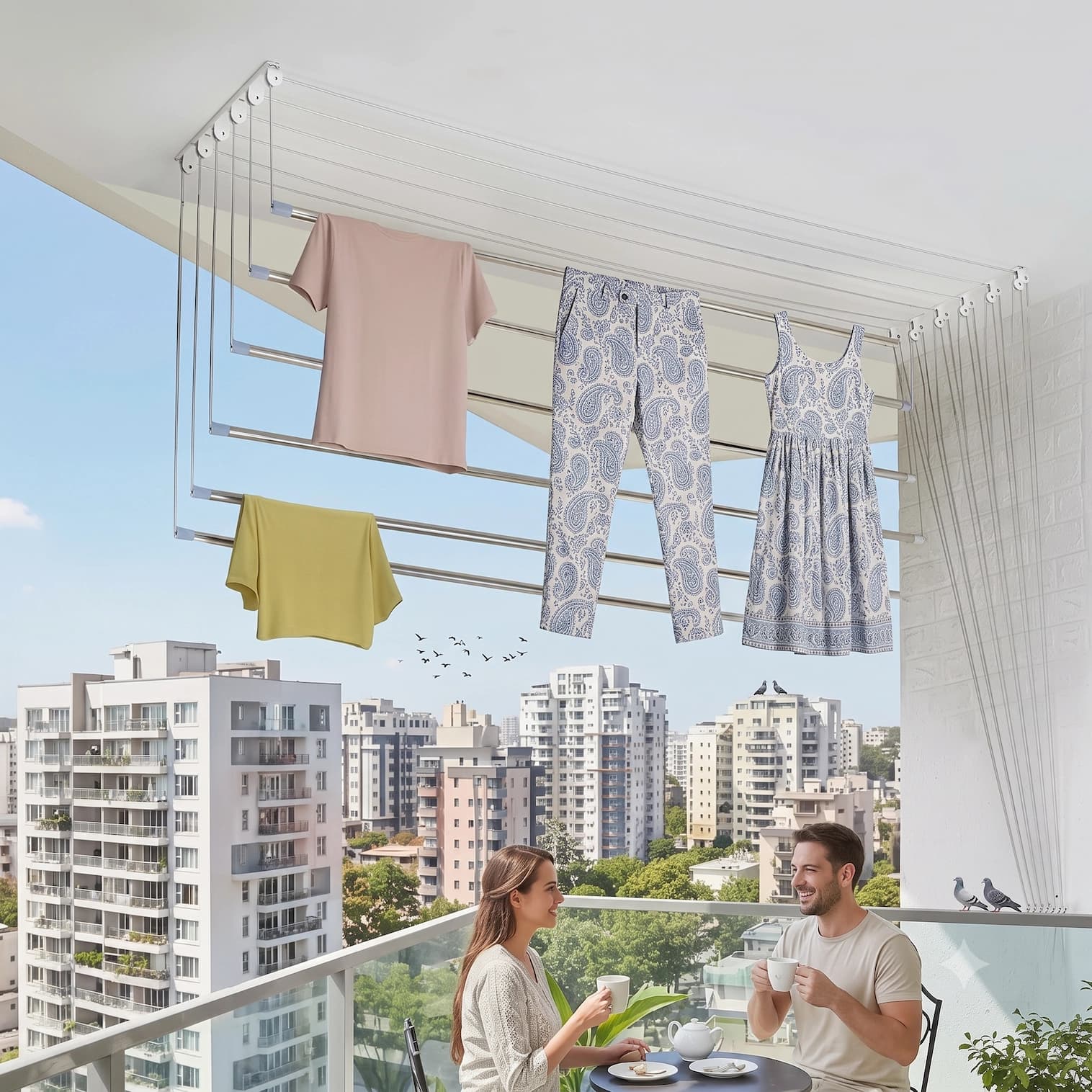 Deluxe ceiling hanger with metal channel bracket and nylon rope — Tap to Easy Hyderabad