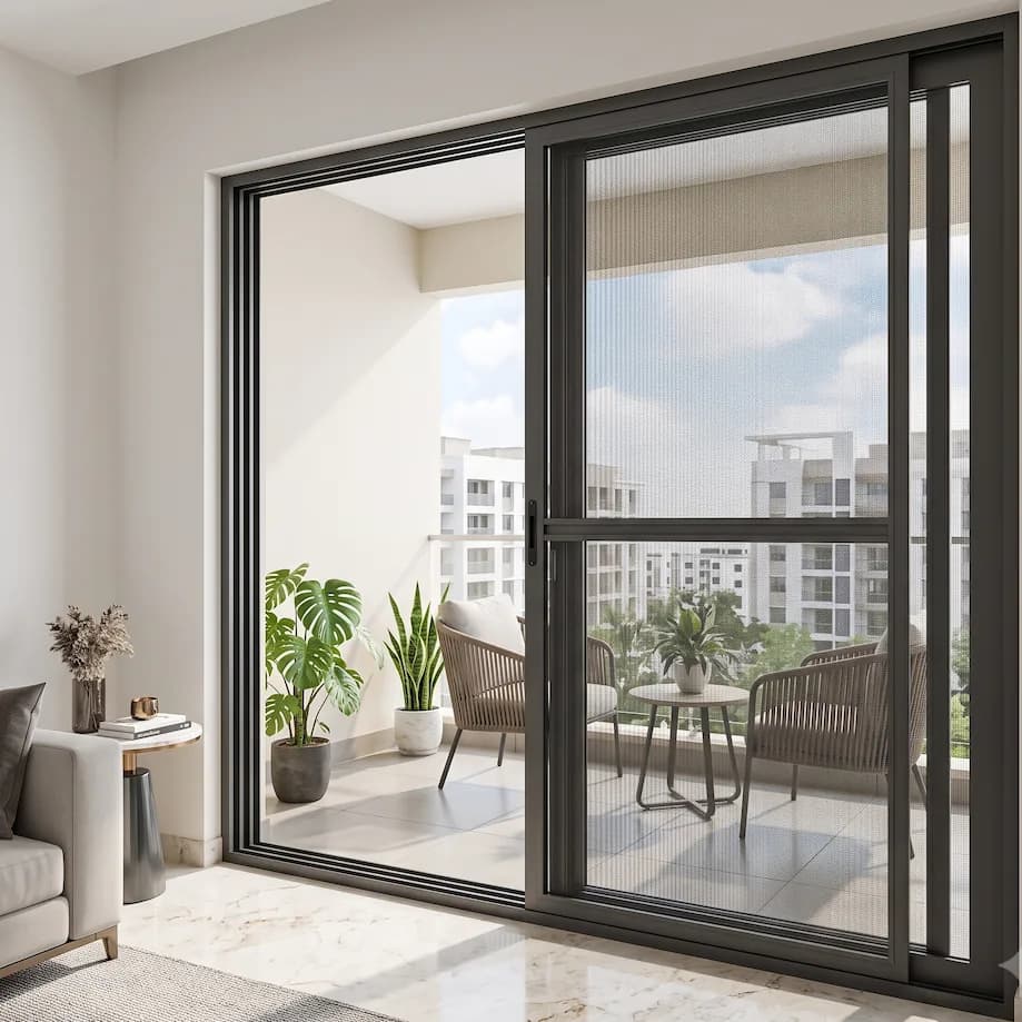 Mosquito mesh sliding door installed in Hyderabad — Tap to Easy